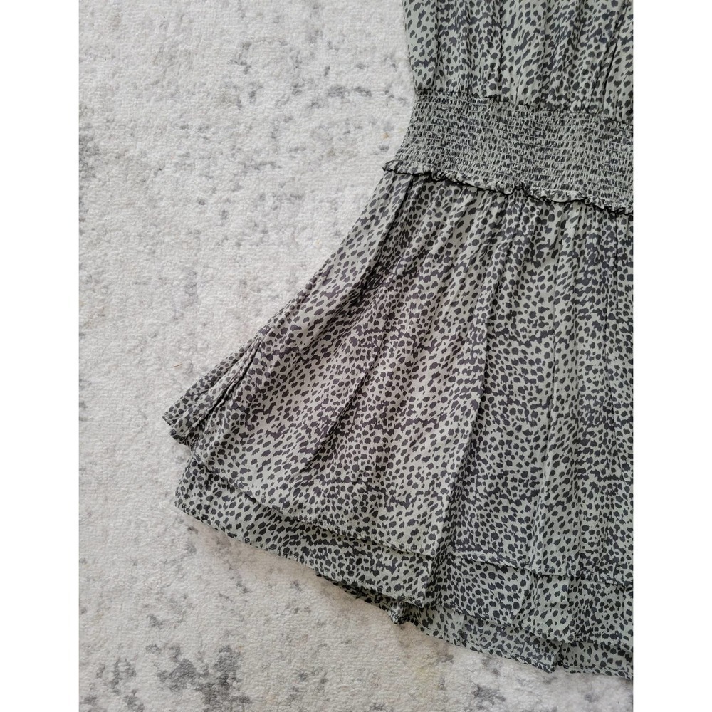 Rails Smocked Button Detail "Karla" Olive Lynx Tu… - image 3